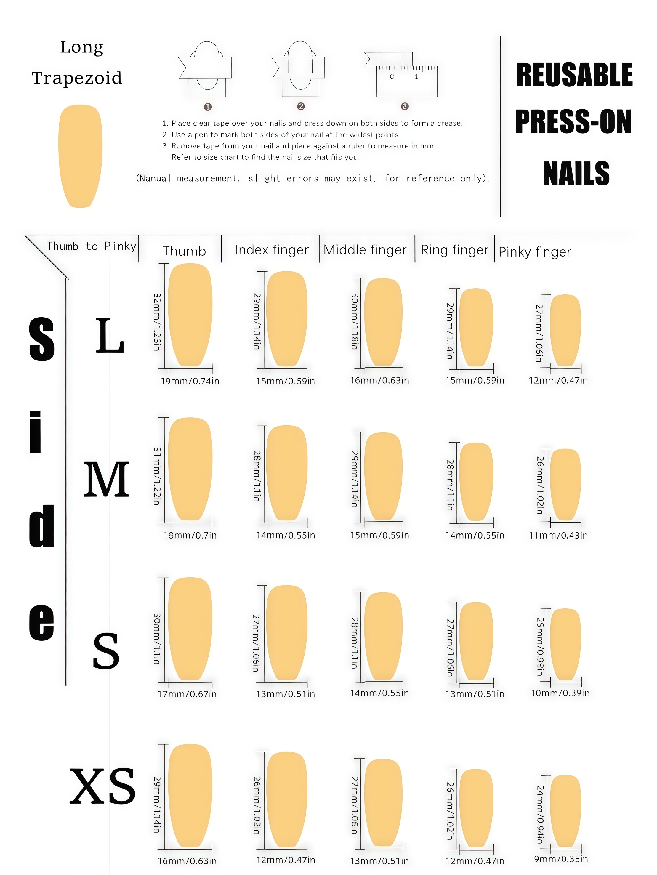 10 Long Trapezoidal Press-On N - Nail Art Gliter reseña y precio