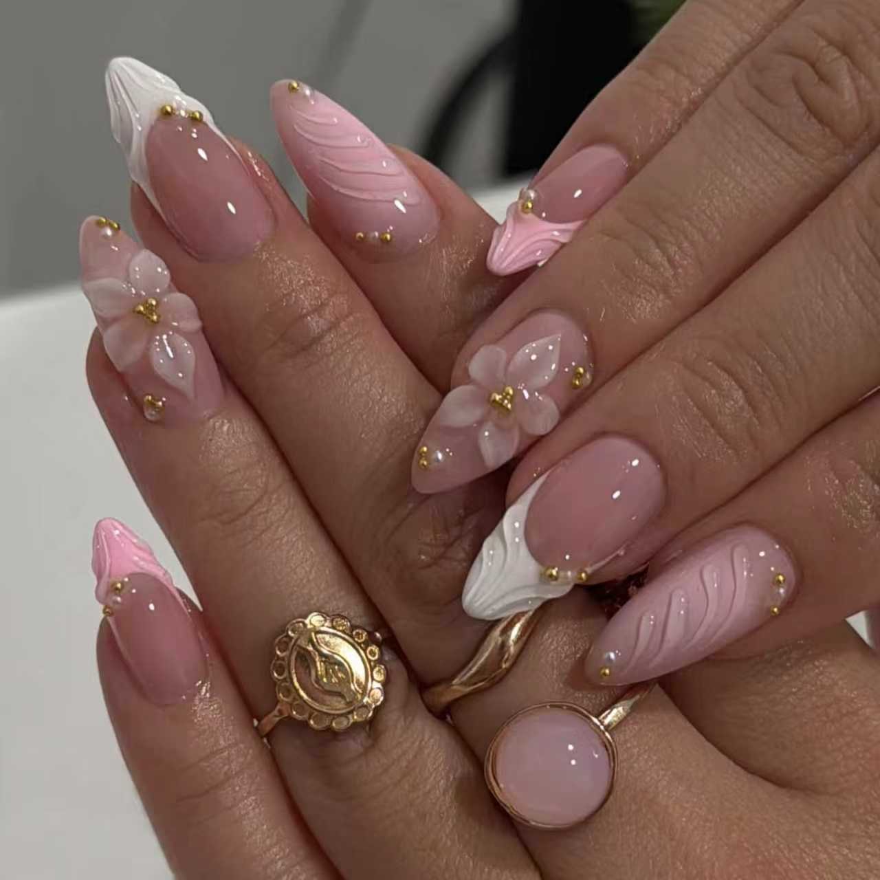 24PCS Pink Almond Press on Nai - Nail Art Xs reseña y precio
