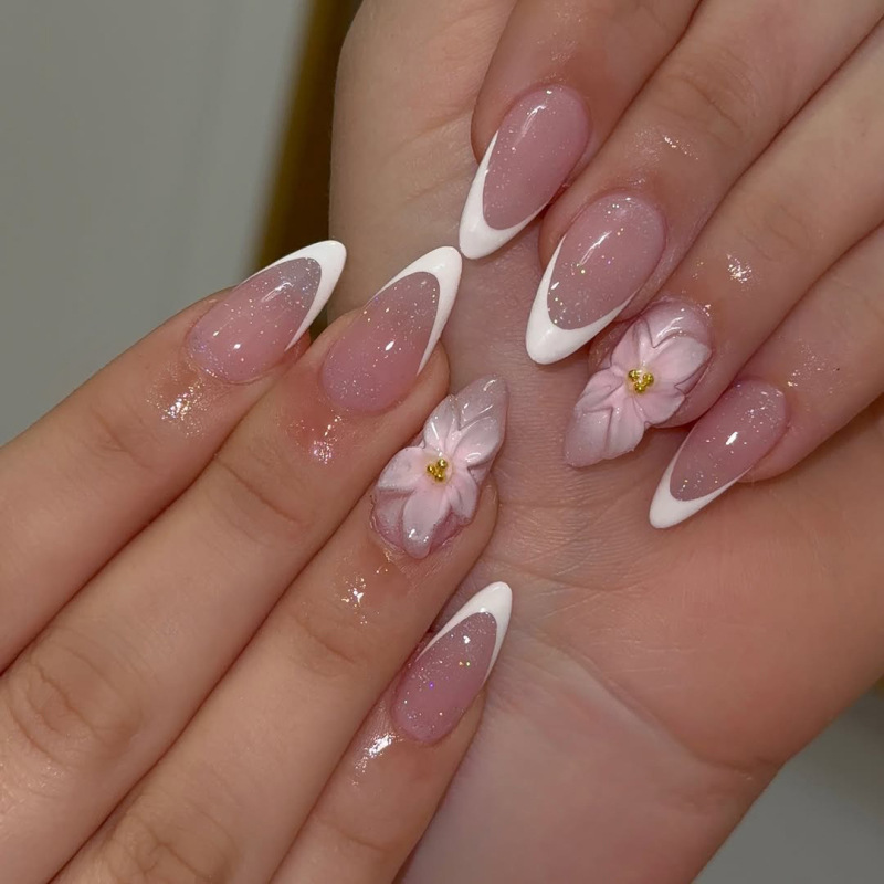24PCS Pink Almond Press on Nai - Nail Art Xs reseña y precio