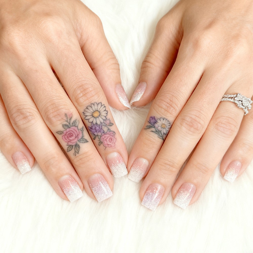 Glitter Short Fake Nail Tips W - Nail Art Natural Pink reseña y precio