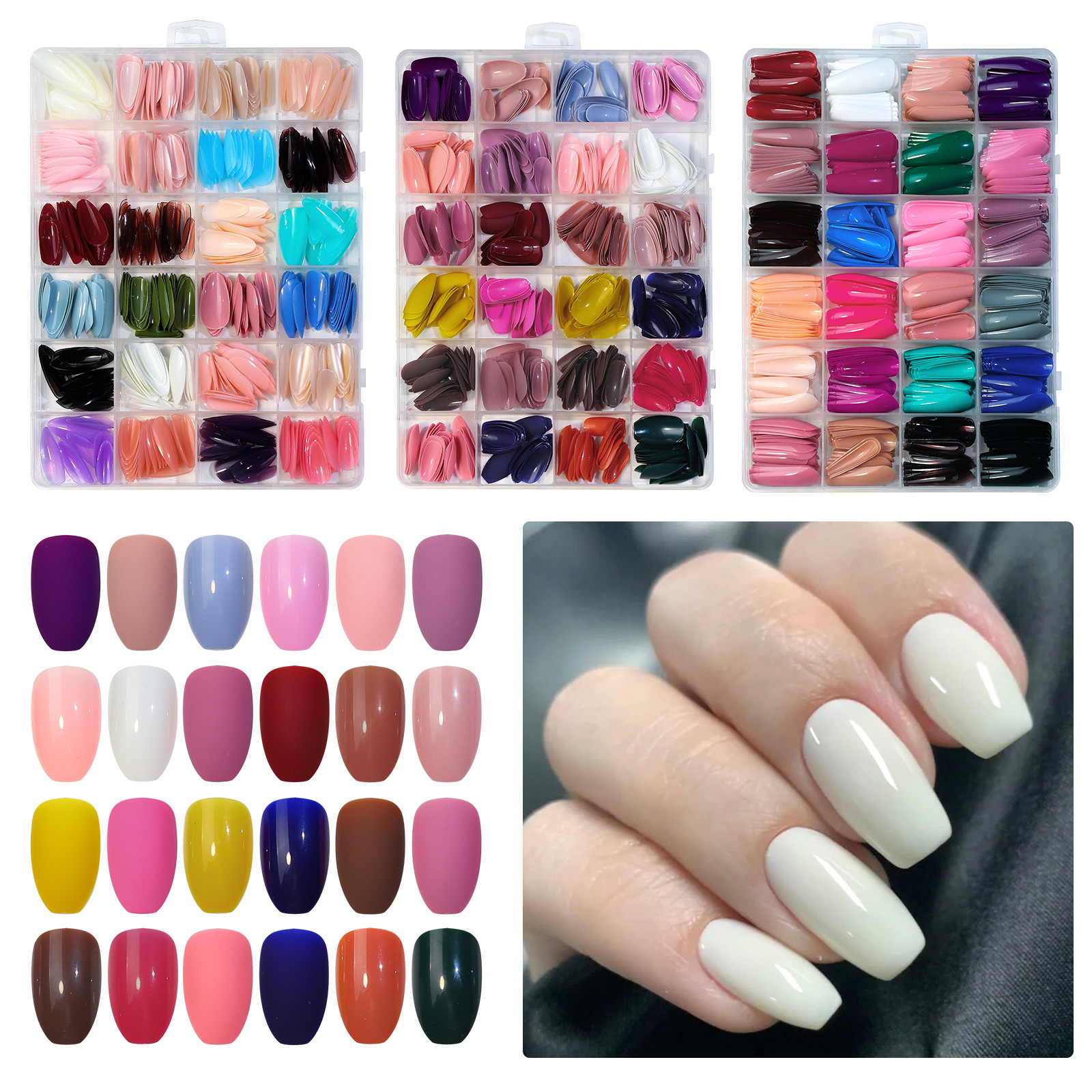 24 grids solid color wear nail - Nail Art Pink reseña y precio