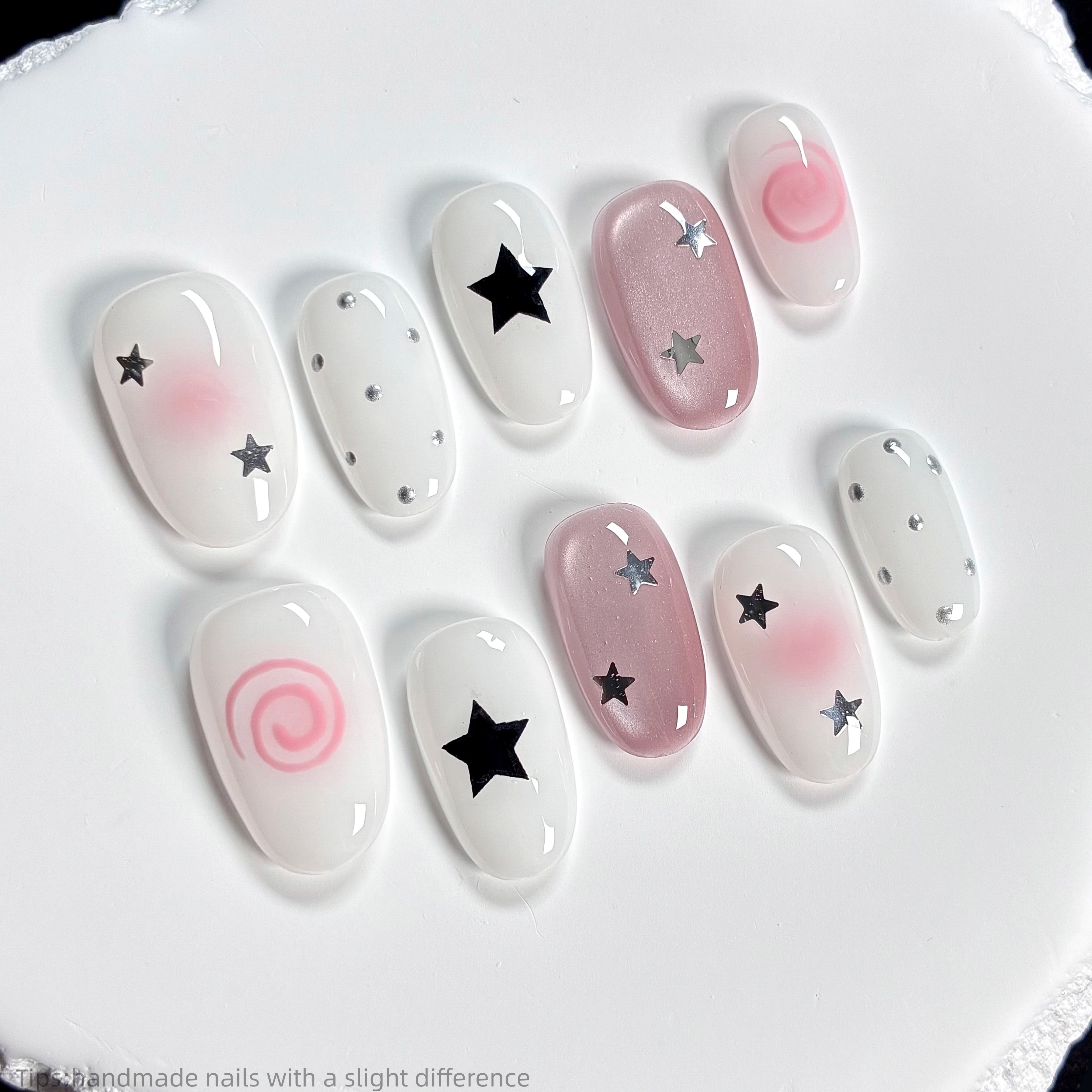 10pcs handmade pink press on n - Nail Art Pink reseña y precio