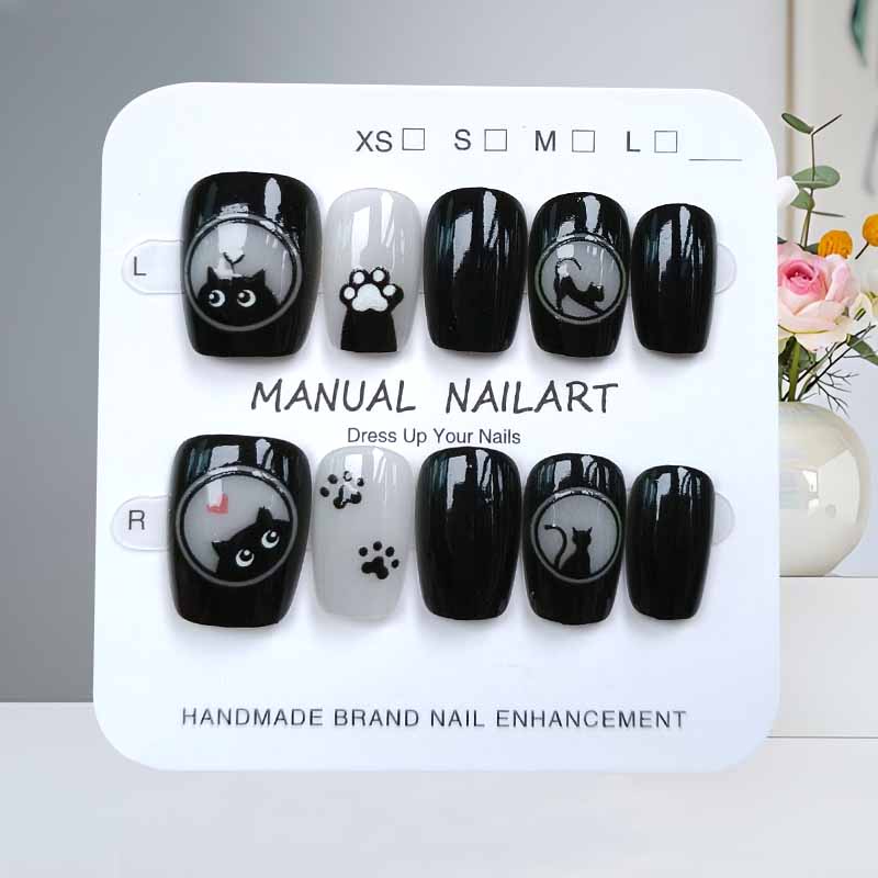 10Pcs Cute Cartoon Black Cat a - Nail Art Pink reseña y precio
