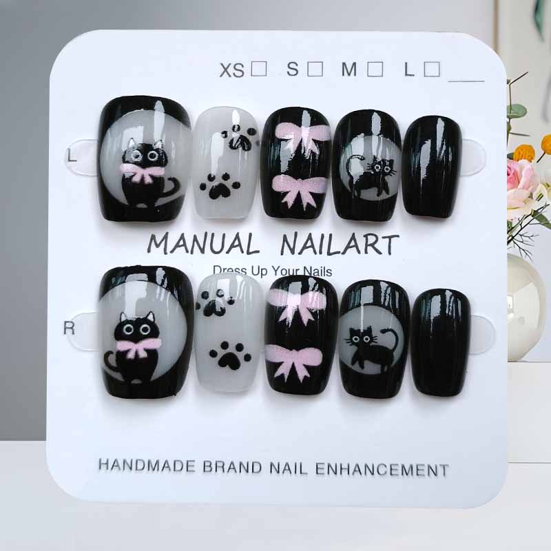 10Pcs Cute Cartoon Black Cat a - Nail Art Pink reseña y precio