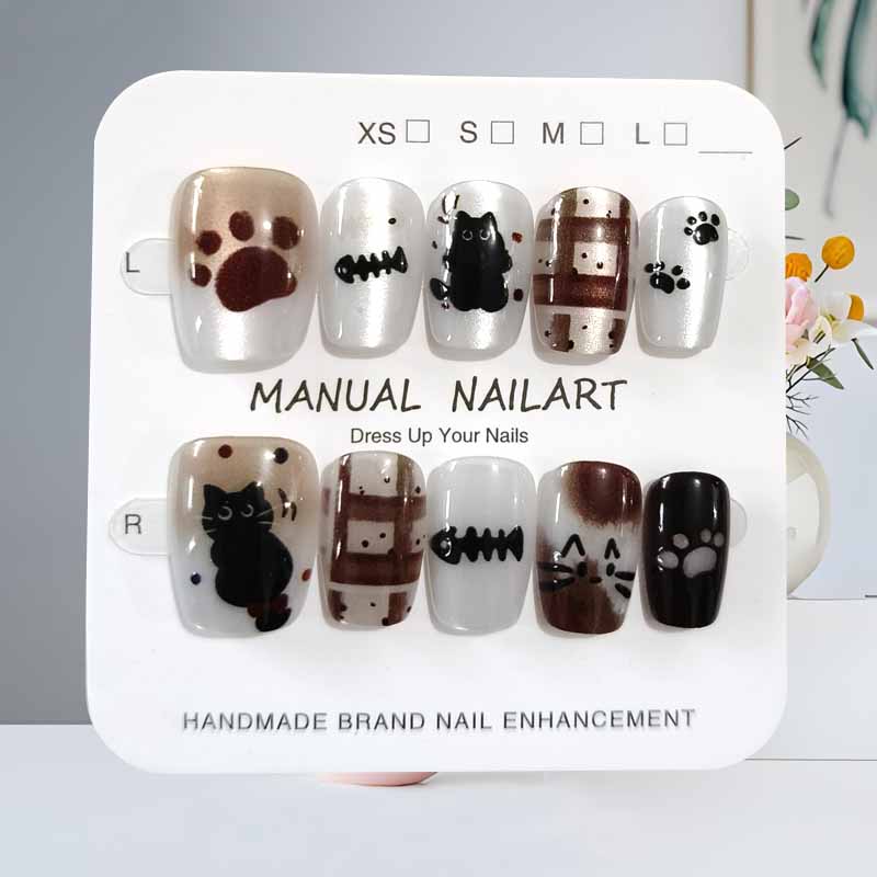 10Pcs Cute Cartoon Black Cat a - Nail Art Pink reseña y precio