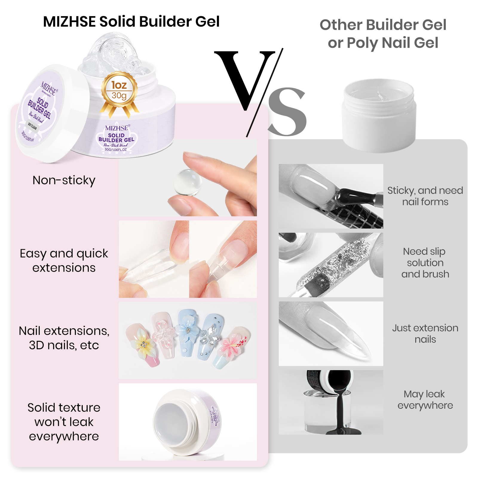 MIZHSE Builder Nail Gel White  - Nail Gel Polish Set reseña y precio