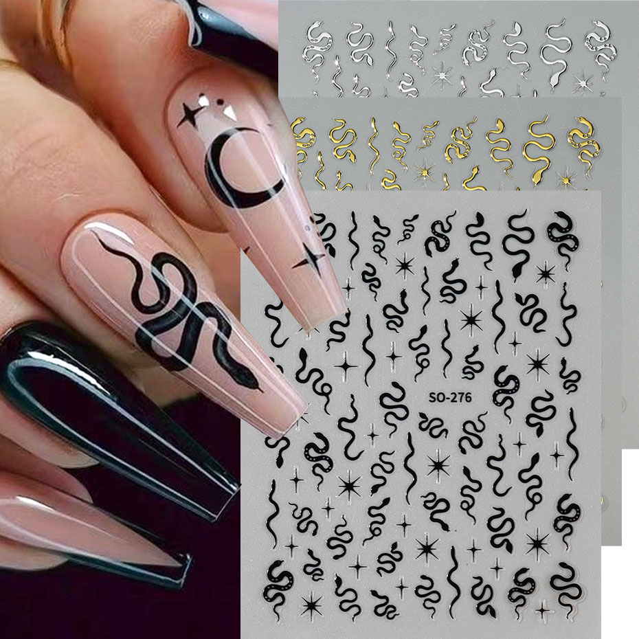 3pcs 3D Black Snake Nail Art S - Nail Art Gothic reseña y precio