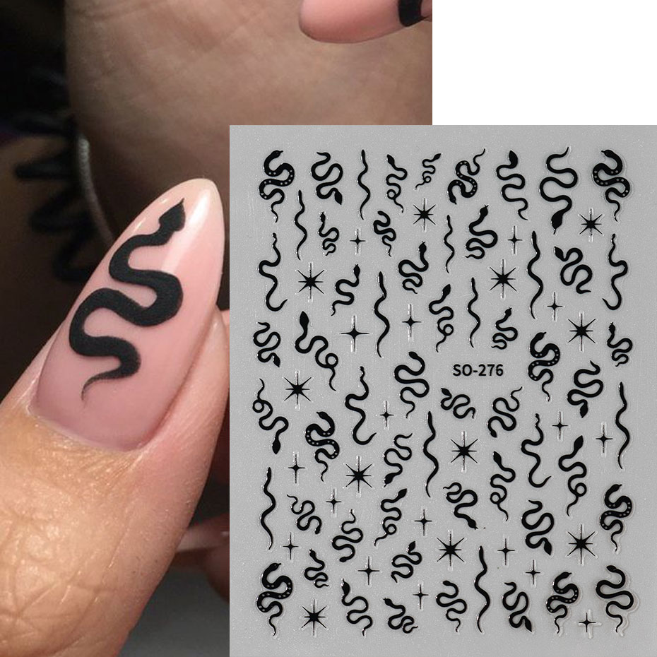 3pcs 3D Black Snake Nail Art S - Nail Art Gothic reseña y precio
