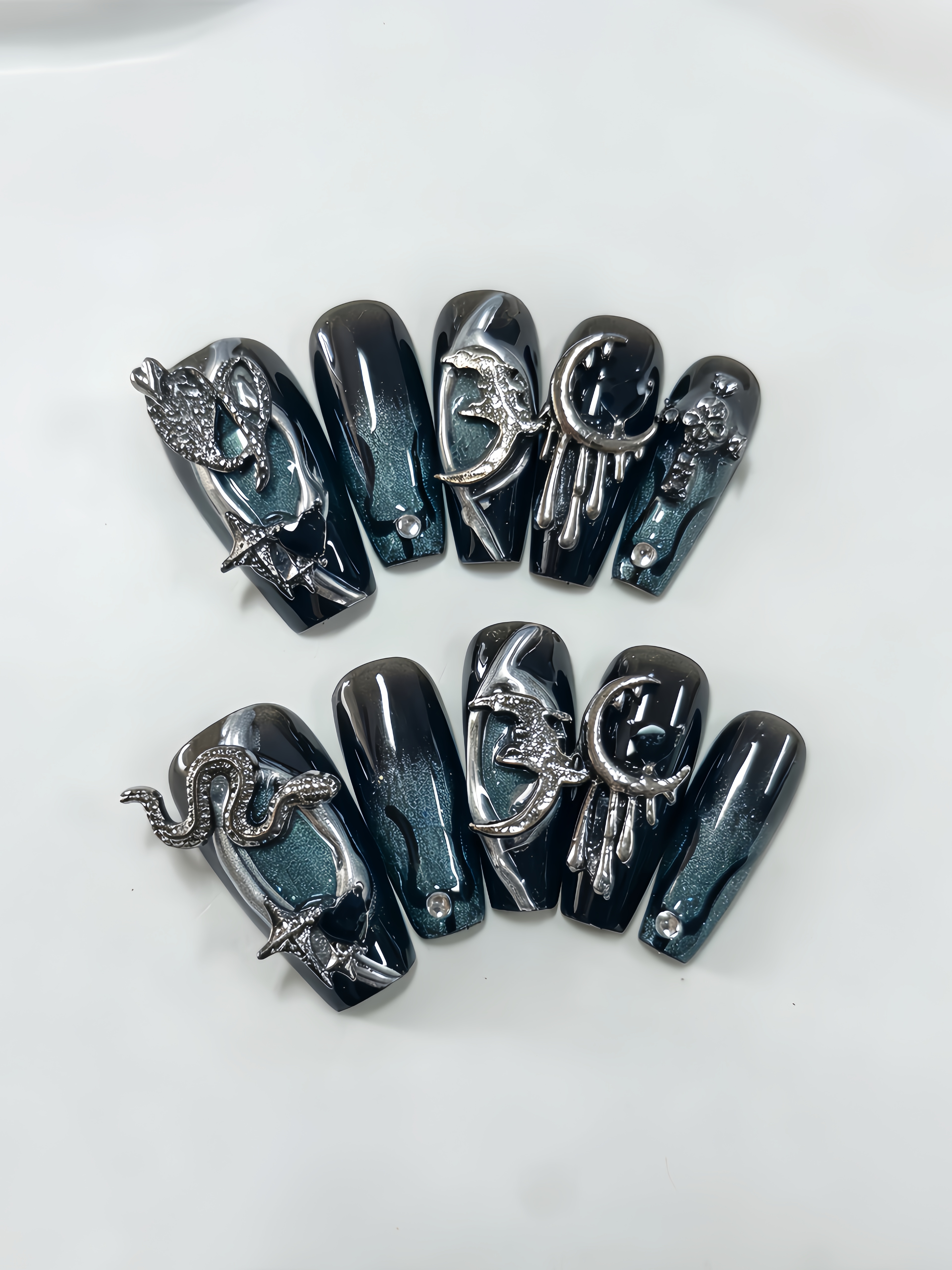 10 Pieces of Medium-Length Tra - Nail Art Gliter reseña y precio