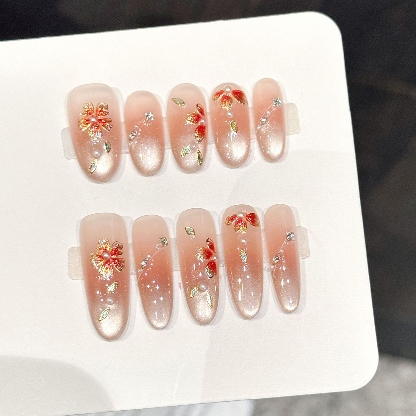 10pcs Handmade Fake Nails Pres - Nail Art Pink reseña y precio