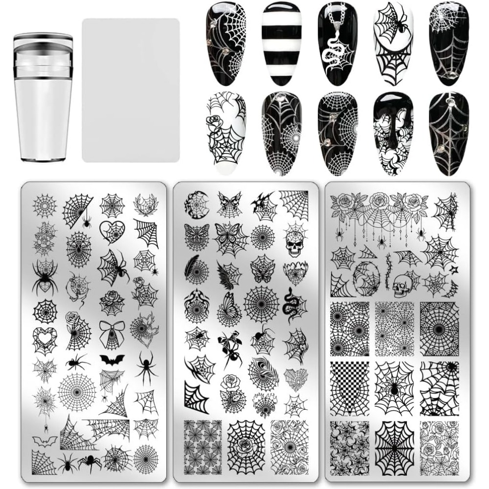 3pcs Spider Web Nail Stamping  - Nail Art Gothic reseña y precio