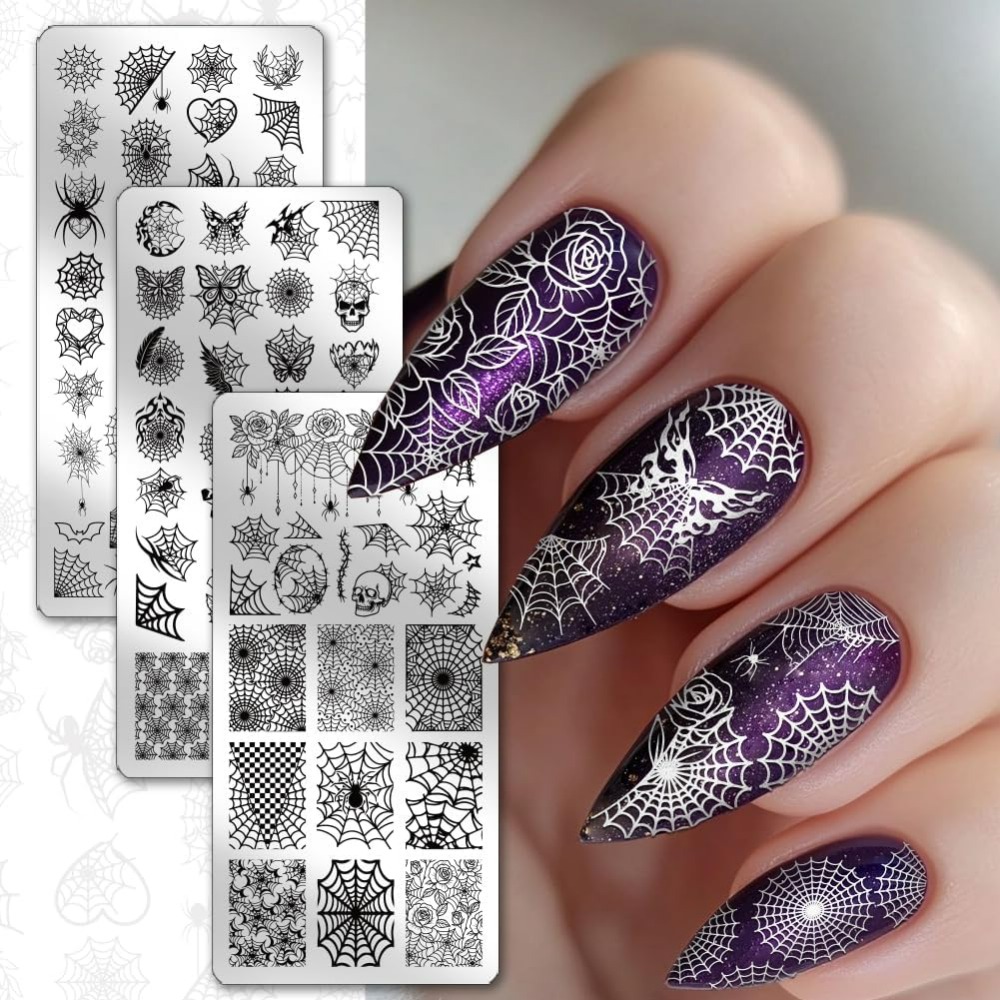 3pcs Spider Web Nail Stamping  - Nail Art Gothic reseña y precio