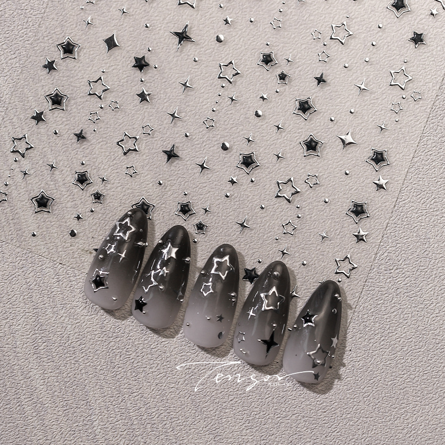 1pc 5D Y2K Gothic Metal Black  - Nail Art Gothic reseña y precio