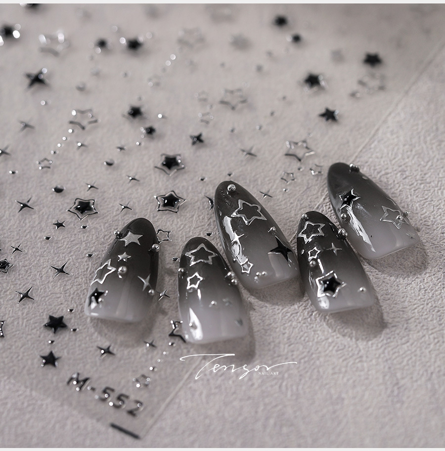 1pc 5D Y2K Gothic Metal Black  - Nail Art Gothic reseña y precio