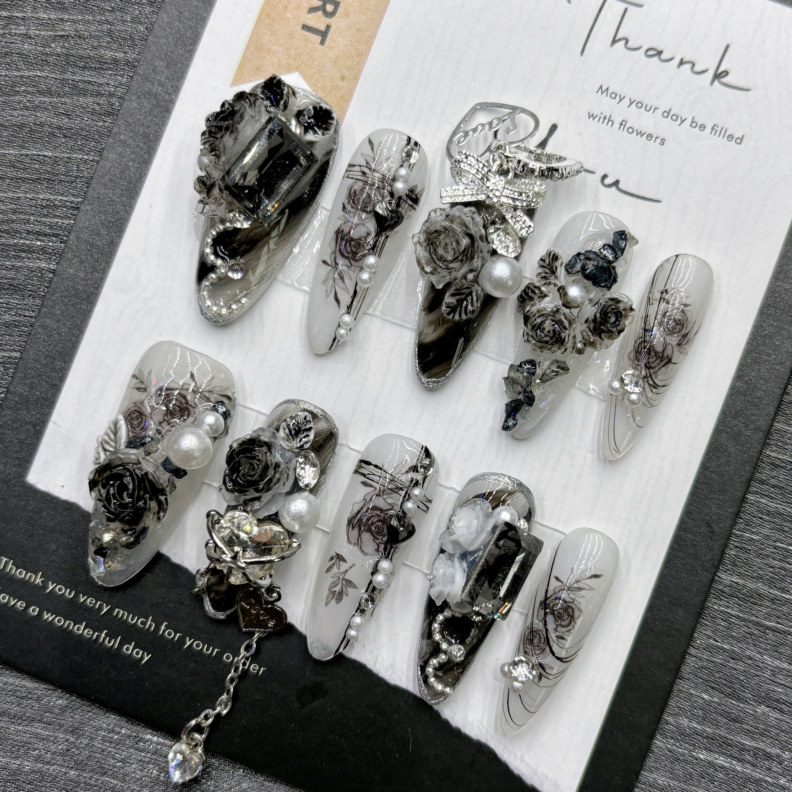 Gothic Black Rose Press On Nai - Nail Art Gothic reseña y precio