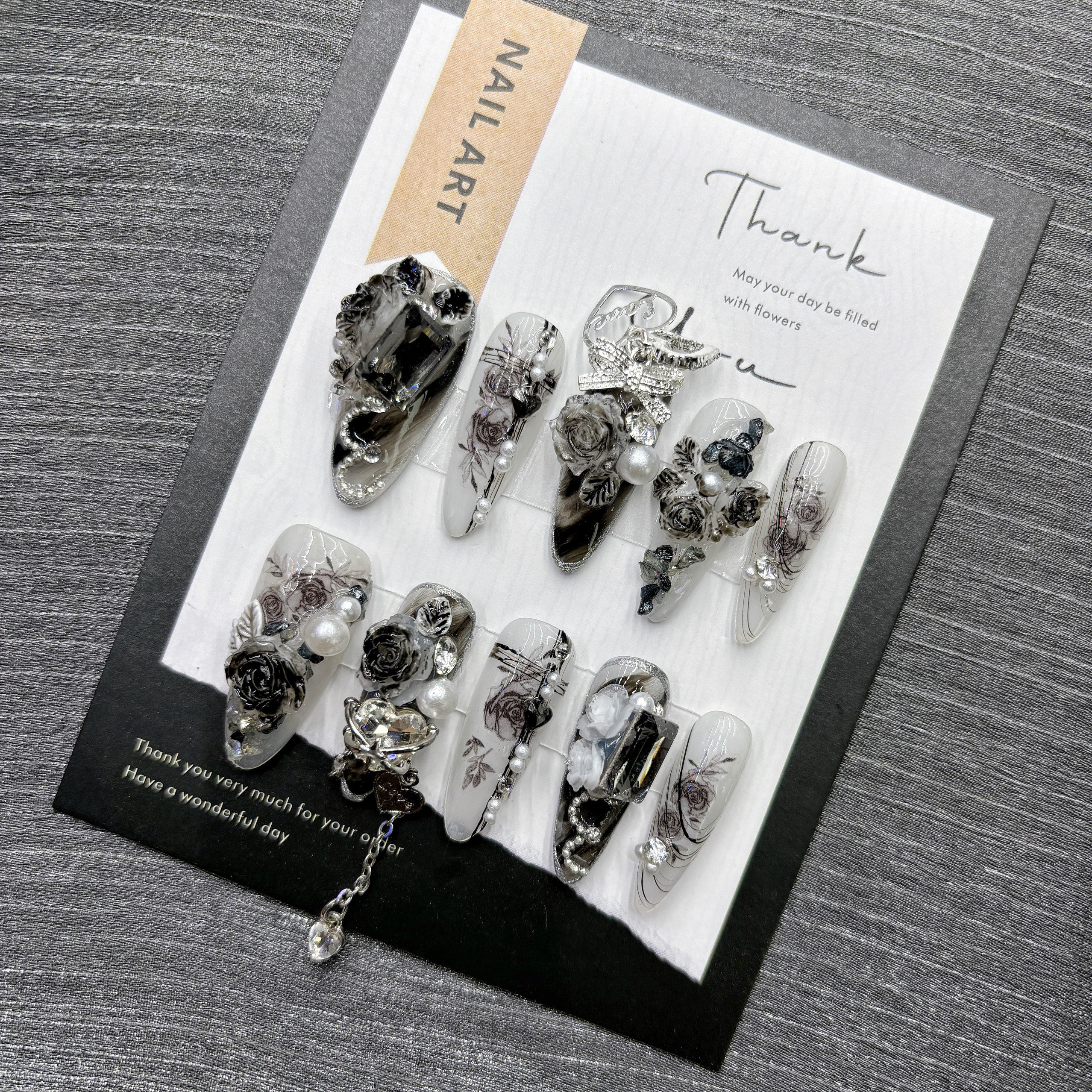 Gothic Black Rose Press On Nai - Nail Art Gothic reseña y precio