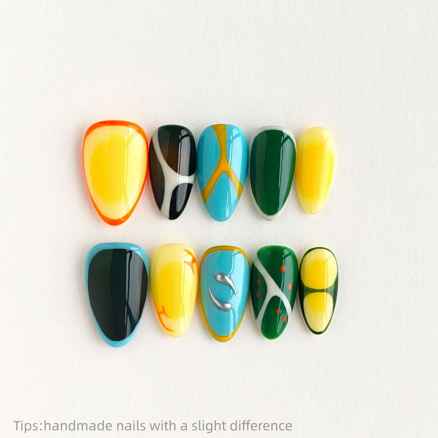 10pcs Handmade Colorful Block  - Nail Art Full Color reseña y precio