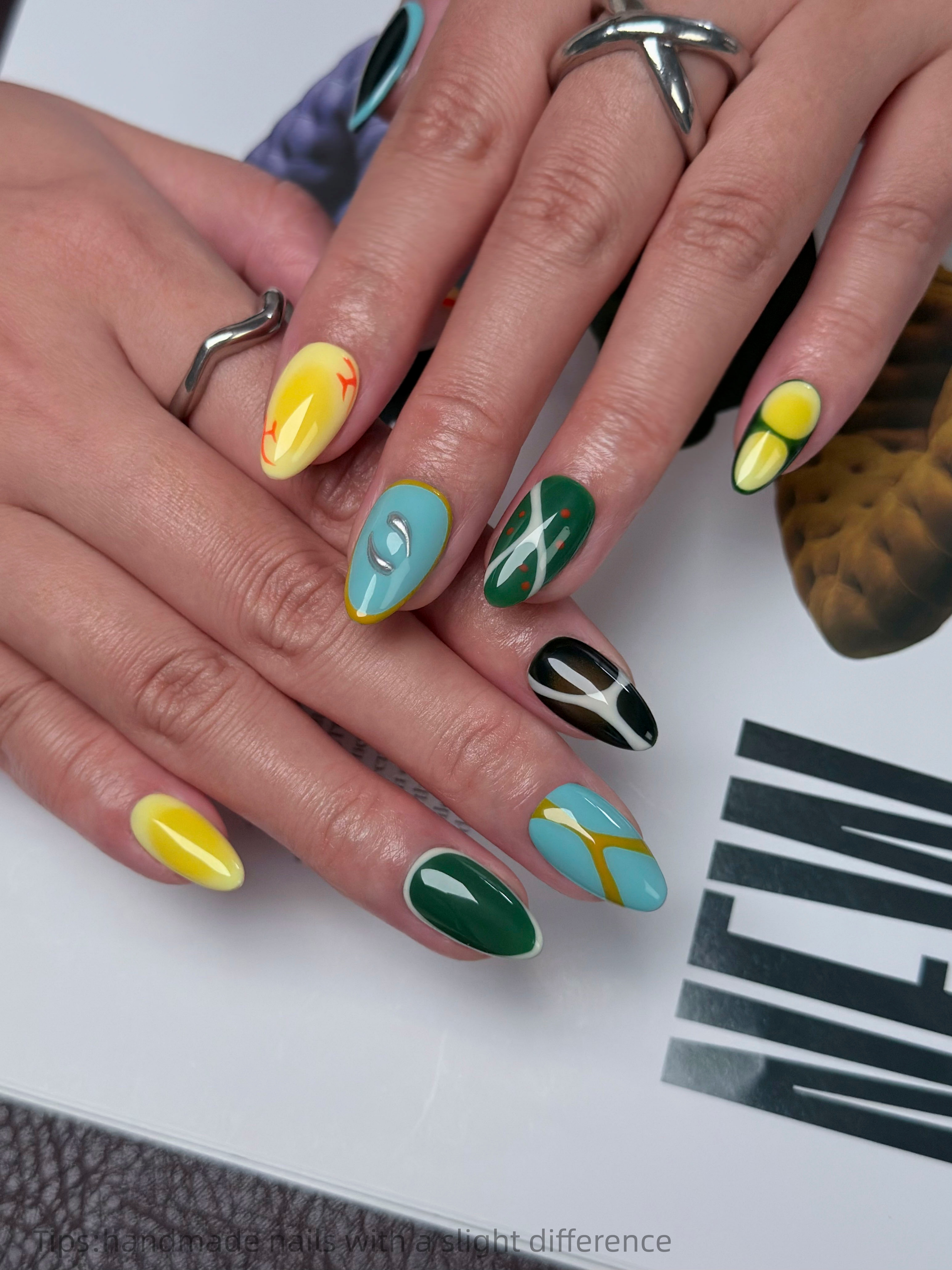 10pcs Handmade Colorful Block  - Nail Art Full Color reseña y precio